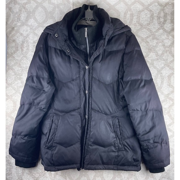 Nautica Other - Nautica Puffer Jacket Mens Large Black Good Hooded Double Layer Bib Parka Coat